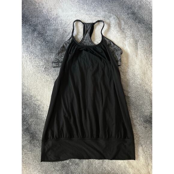 Lululemon No Limit Tank Charcoal White Pinstripe Racerback Size 10 Medium - Picture 1 of 7